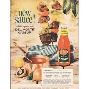 1959 Del-Monte Catsup Ketchup BBQ Grill Kabobs Vintage Print At Wall Art 10 x 13
